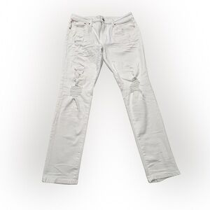 Men’s American Eagle White Airflex+ Athletic Skinny Distressed Jeans Size 34x30